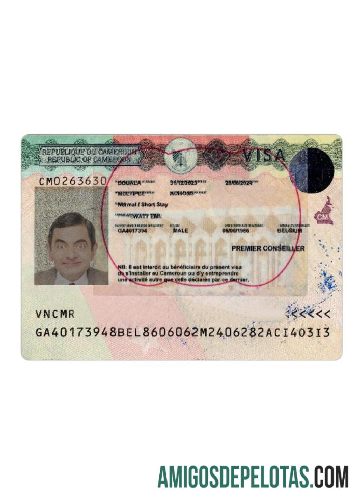 Visto de viagem para Camarões versão 2 modelo